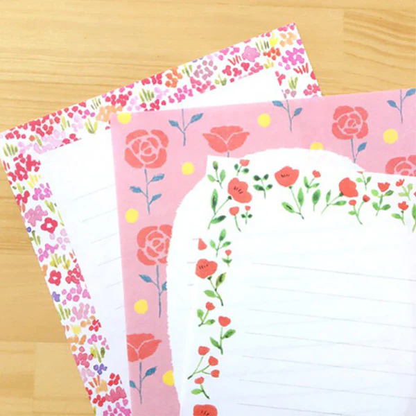 Papier Lettre Kimika - Red Flowers - Image 2