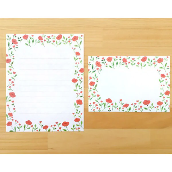 Papier Lettre Kimika - Red Flowers - Image 4