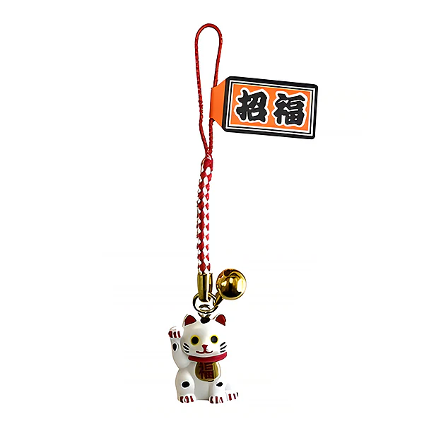 Porte Clef Maneki Neko - Blanc - Image 2