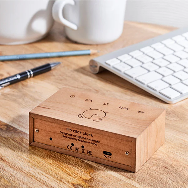 Réveil Flip Click Clock - Bois Cerisier - Image 4
