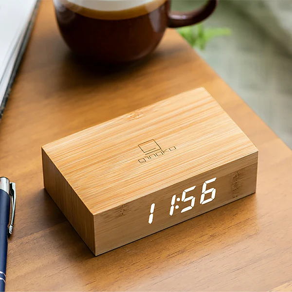 Réveil Flip Click Clock - Bois Bambou - Image 2
