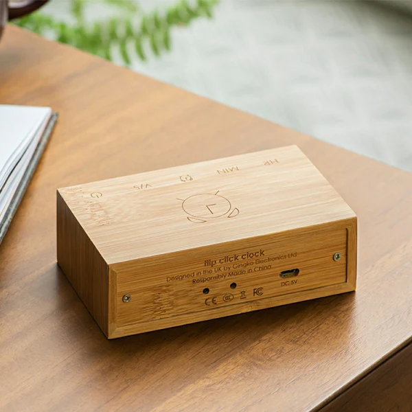 Réveil Flip Click Clock - Bois Bambou - Image 3
