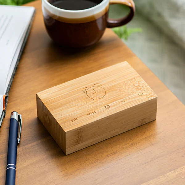 Réveil Flip Click Clock - Bois Bambou - Image 4