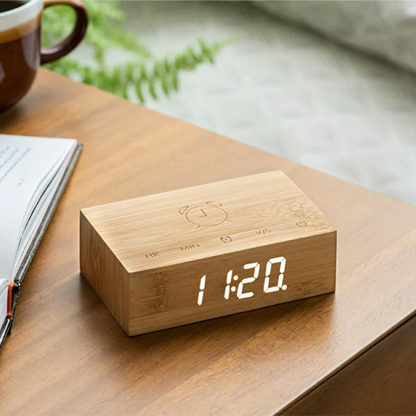 Réveil Flip Click Clock - Bois Bambou - Image 5