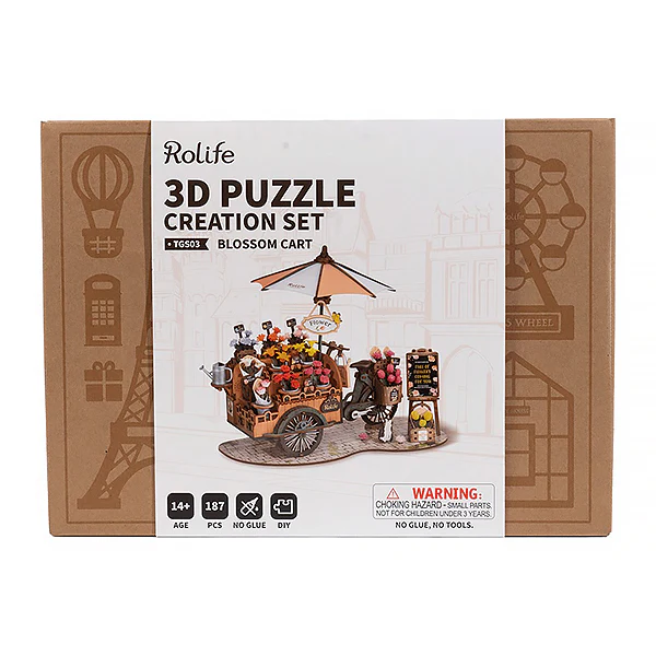 Rolife Blossom Cart - 3D Wooden Puzzle, 187pcs (TGS03) - Image 8
