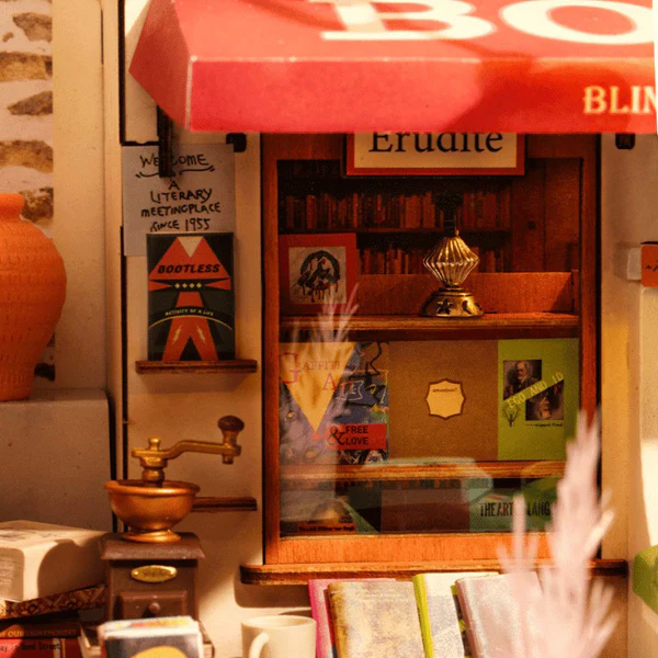 Rolife Corner Bookstore - Maison Miniature, 108pcs (DG164) - Image 4
