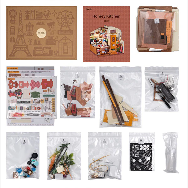 Rolife Cozy Kitchen - Maison Miniature, 196pcs (DG159) - Image 7