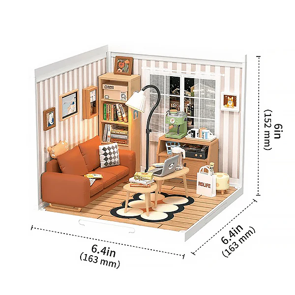 Rolife Cozy Living Lounge - Maison Miniature, 114pcs (DW007) - Image 6