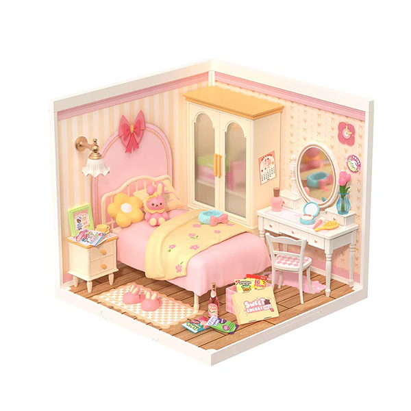 Rolife Lovely Pink Bedroom - Maison Miniature, 105pcs (DW016)