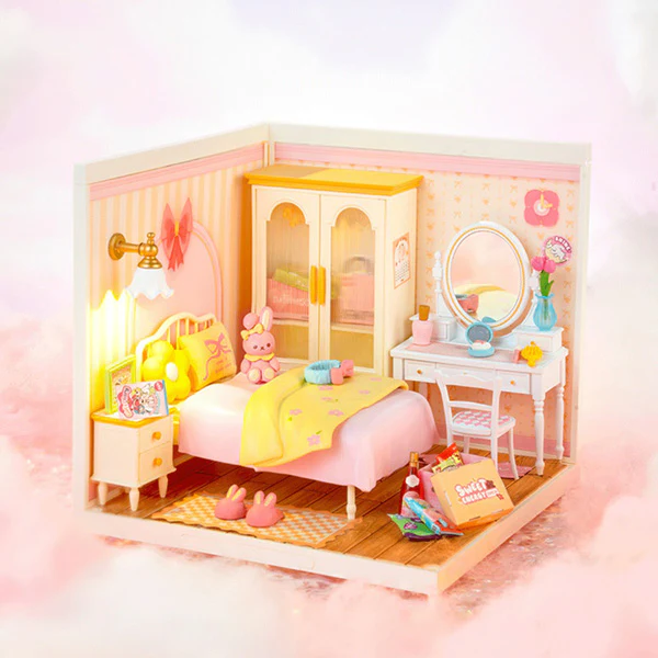 Rolife Lovely Pink Bedroom - Maison Miniature, 105pcs (DW016) - Image 2