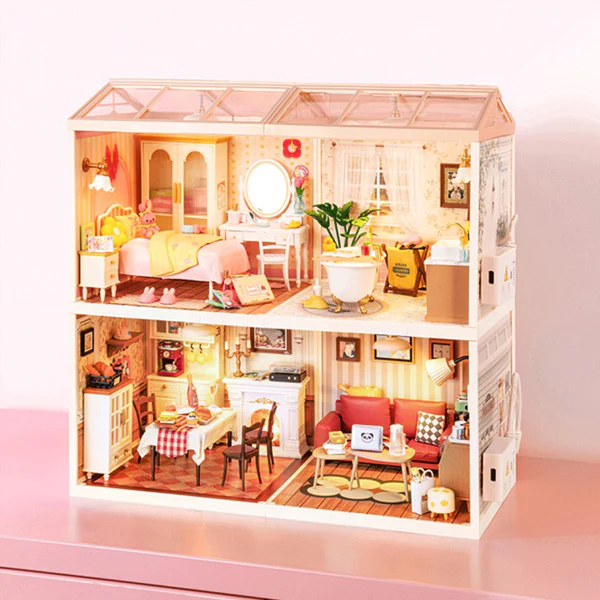 Rolife Lovely Pink Bedroom - Maison Miniature, 105pcs (DW016) - Image 6