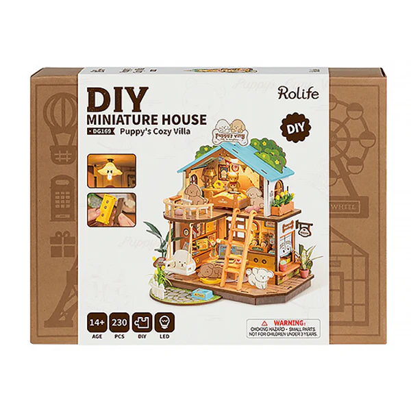 Rolife Puppy's Cozy Villa - Maison Miniature, 230pcs (DG169) - Image 6