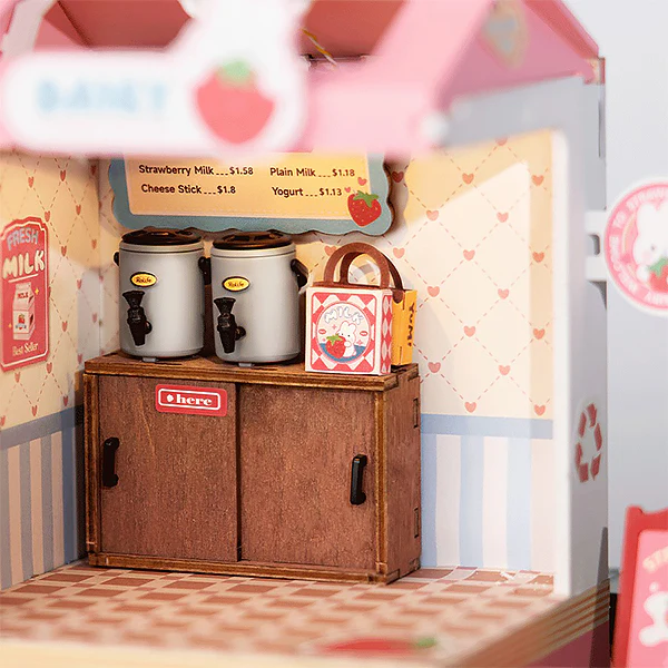 Rolife Strawberry Milk Box - Maison Miniature, 73pcs (DS034) - Image 5