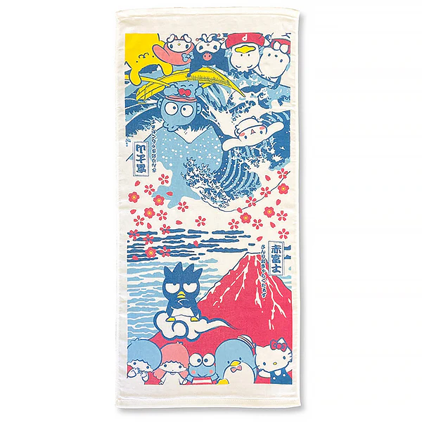 Serviette Tenugui Mascottes Sanrio & Waves