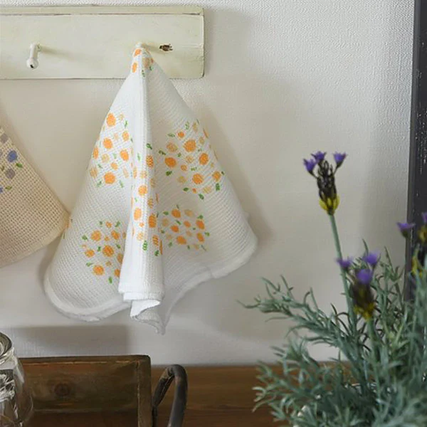 Serviette Torchon en Tricot - Bouquet Orange