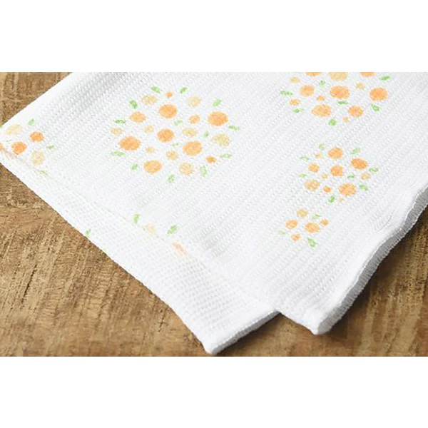 Serviette Torchon en Tricot - Bouquet Orange - Image 2