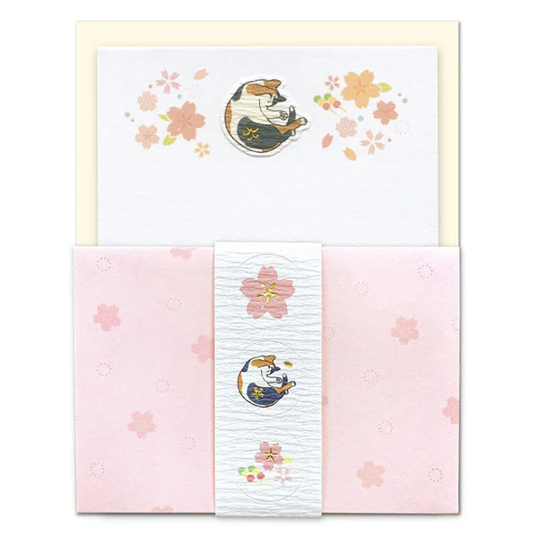 Set Mini Papier Lettre & Enveloppe - Sakura Chat