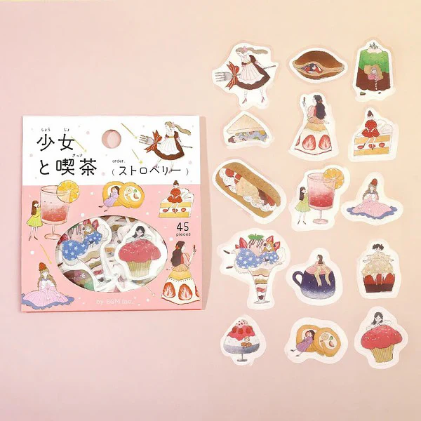 Stickers Box Girl & Coffee Shop - Strawberry