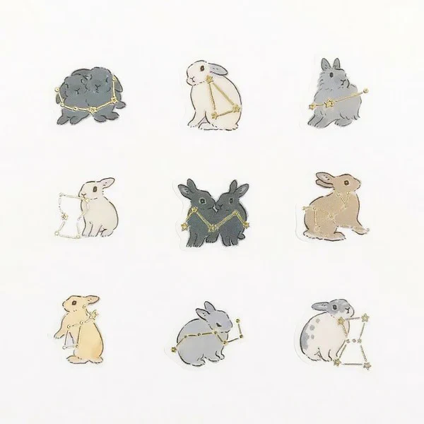 Stickers Box Moriyama Motoko - Rabbit Gold Foil - Image 2