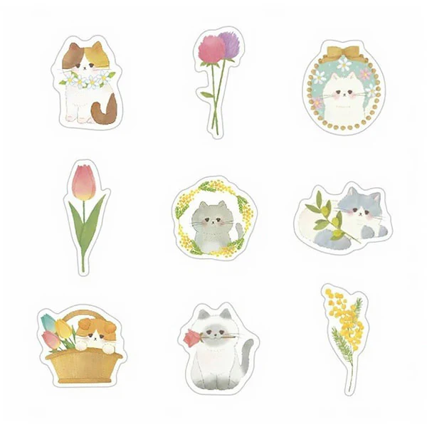 Stickers Box Yoko Cat - Flowers - Image 2
