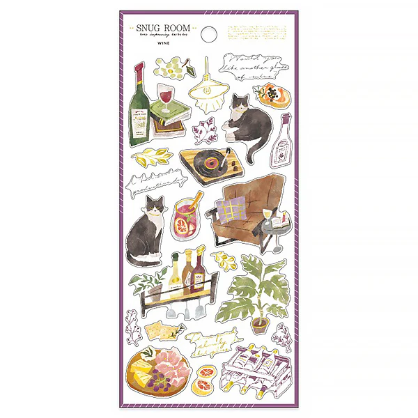 Stickers Snug Room Cat - Wine