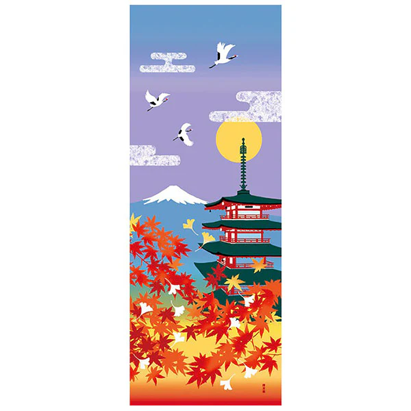 Tenugui Autumn Five Story Pagoda Fuji