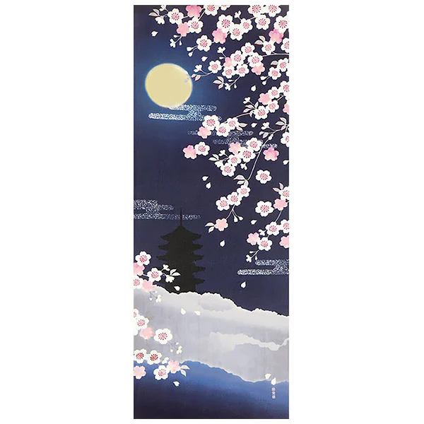 Tenugui Cherry Blossom Moon Night