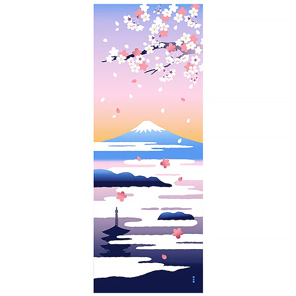 Tenugui Fuji & Cherry Clouds