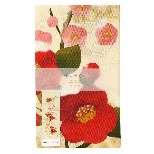 Tenugui Plum Camellia & Botan Snow - Image 2