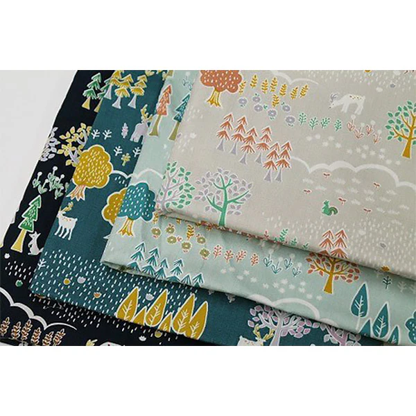 Tissu Japonais Forest - Bleu, 50x50cm