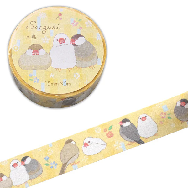 Washi Tape Saezuri Birds - Jaune