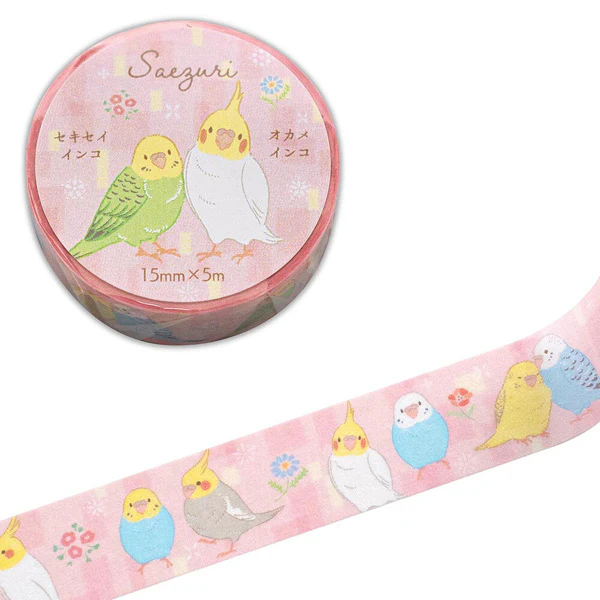 Washi Tape Saezuri Birds - Rose