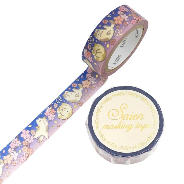 Washi Tape Saien - Cat Spring Evening Gold Leaf